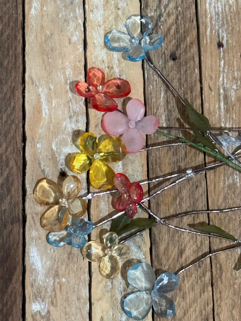 Vintage lucite floral stems Colorful Glass Flower Accent - Multicolor